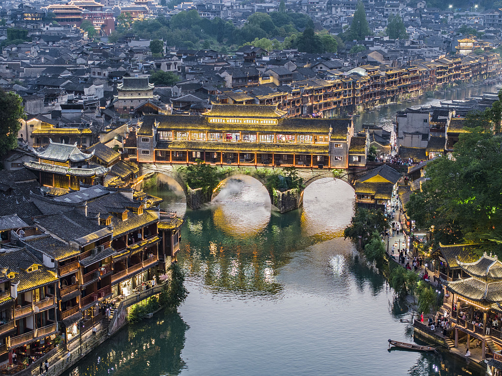 The Tuojiang River flows through Fenghuang Ancient Town, Hunan Province, China, May 29, 2023. /CFP