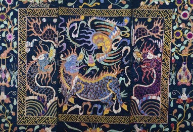 Details of a dragon quilt housed by the Hainan Provincial Museum of Nationalities /Photo provided to CGTN