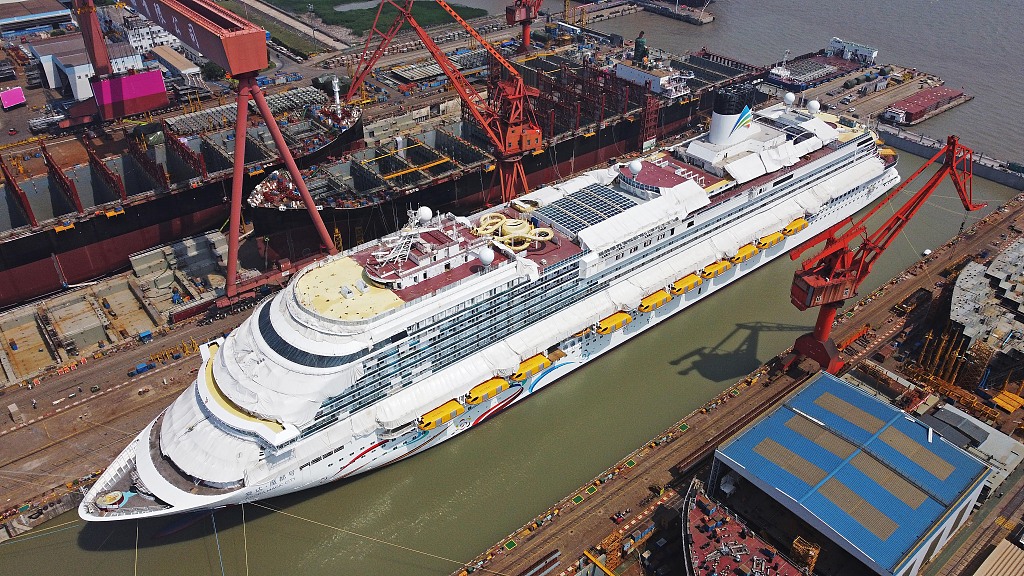 Live: China's first home-built cruise ship conducts lifeboat release mechanism tests