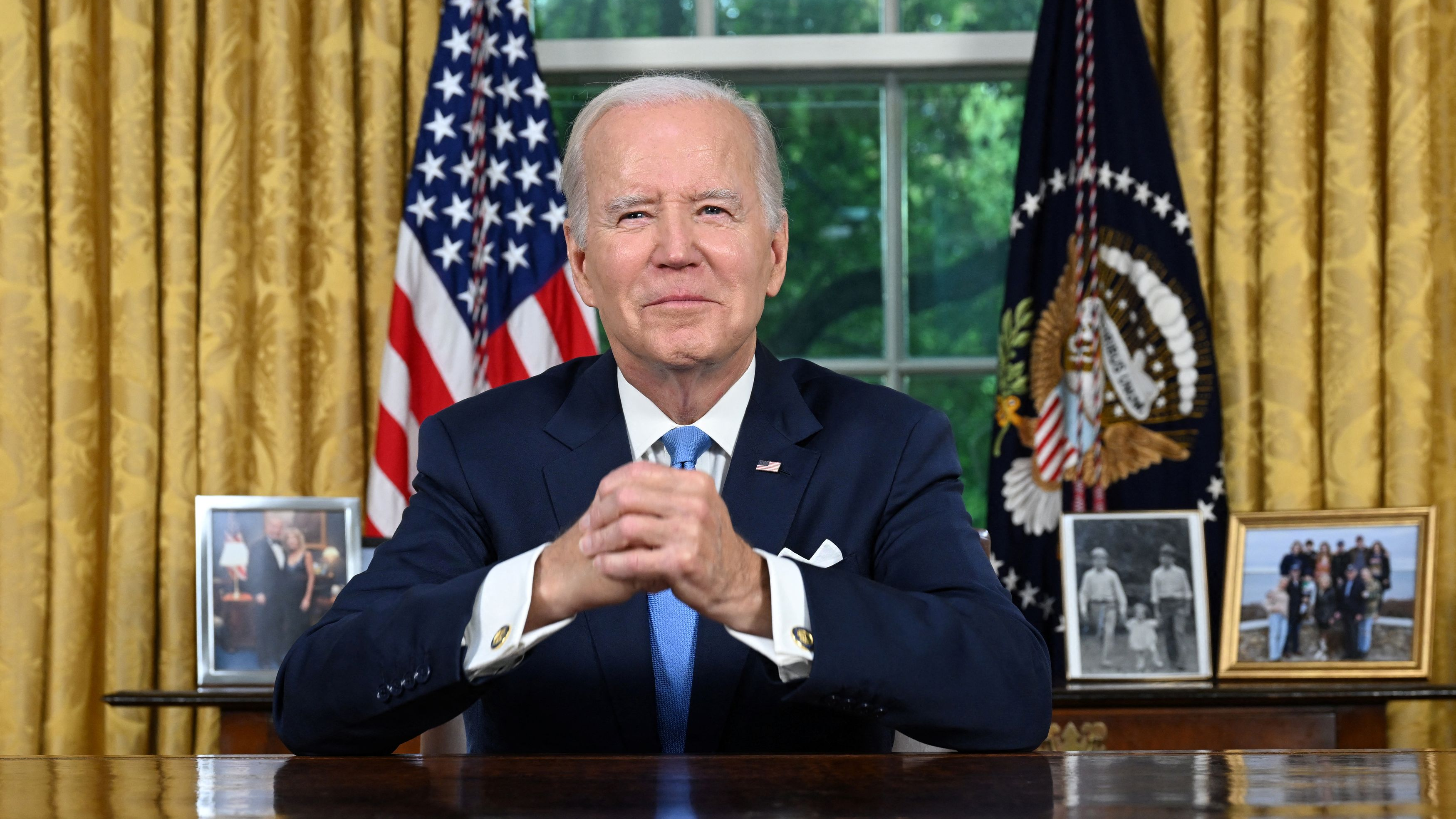 U.S. President Joe Biden addresses the nation on averting default and the Bipartisan Budget Agreement, in the Oval Office of the White House in Washington, D.C., June 2, 2023. /Reuters