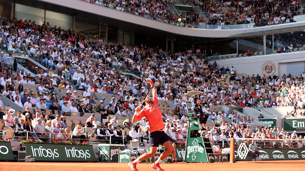 Novak Djokovic in action during the French Open men's singles third round in Paris, France, June 2, 2023. /CFP