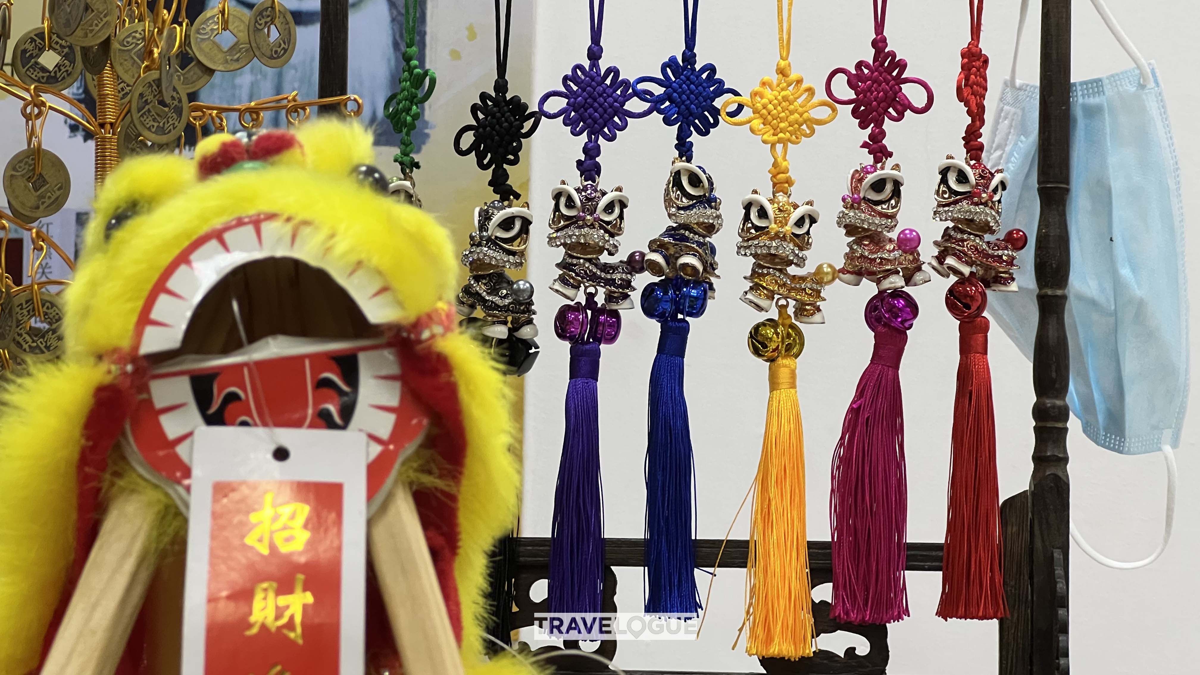 This undated photo shows lion dance heads made by the Li family in Foshan, south China's Guangdong Province. /CGTN