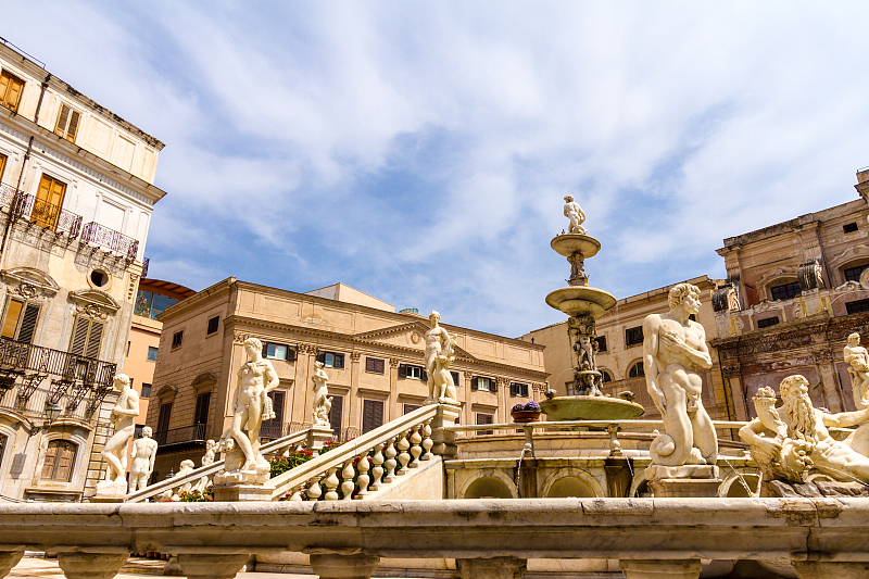 Fontana Pretoria is located at the center of the Piazza Pretoria in Palermo, Italy. /CFP