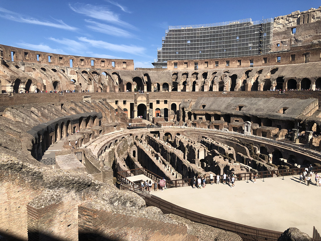 The inside view of the Colosseum in Rome, Italy. /CFP