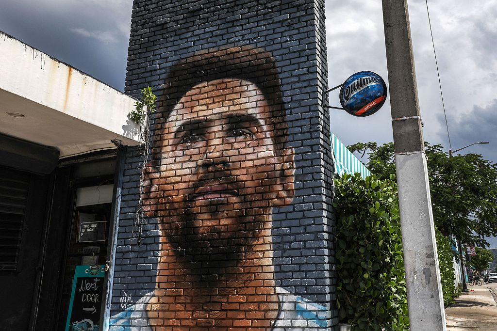 A mural depicting Lionel Messi is seen in Miami, U.S., June 7, 2023. /CFP