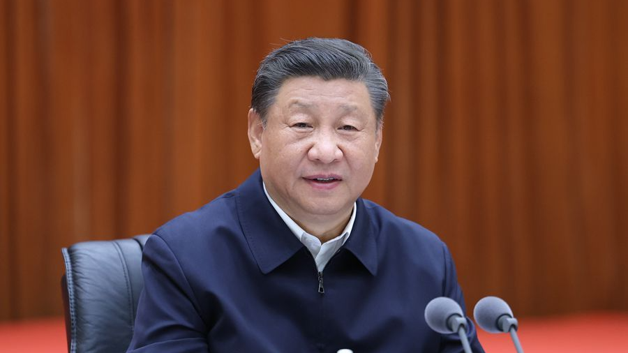 Chinese President Xi Jinping, also general secretary of the Communist Party of China (CPC) Central Committee and chairman of the Central Military Commission, speaks after hearing a work report from the Party committee and government of Inner Mongolia in Hohhot, the Inner Mongolia Autonomous Region, June 8, 2023. /Xinhua