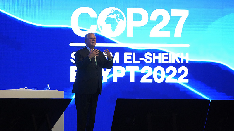 Former U.S. Vice President Al Gore speaks during a session at the COP27 UN Climate Summit, Sharm el-Sheikh, Egypt, November 9, 2022. /CFP