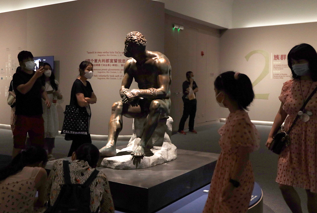 Cultural relics from 26 national-level museums across Italy are on display at the National Museum of China in Beijing on July 10, 2022. /CFP