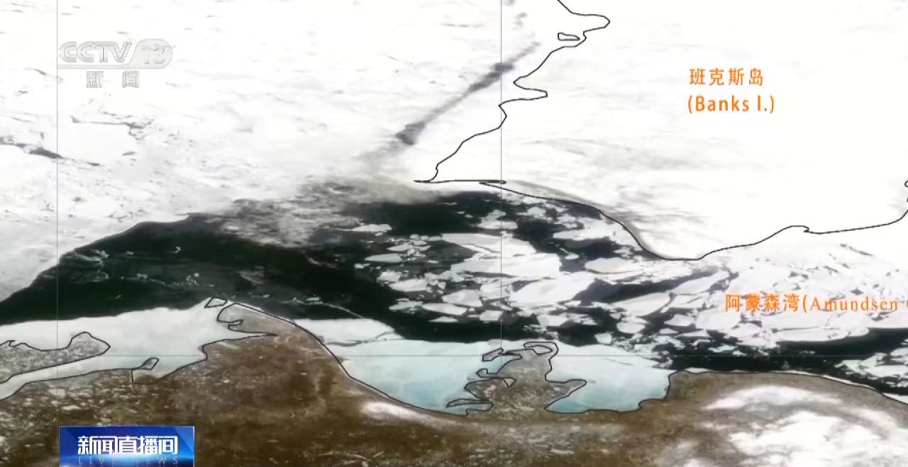Satellite footage shows the Arctic sea ice in the Amundsen Bay, northern Canada, was melted. /CMG
