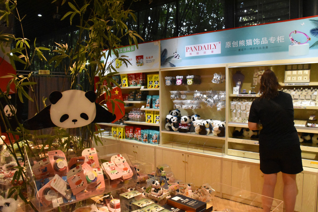 Giant panda toys are on sale inside a souvenir shop in Beijing Zoo, June 10, 2023. /CFP