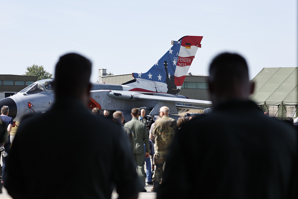 A press conference for the Air Defender 23 drills is held at Jagel airbase, Jagel, Germany, June 9, 2023. /CFP