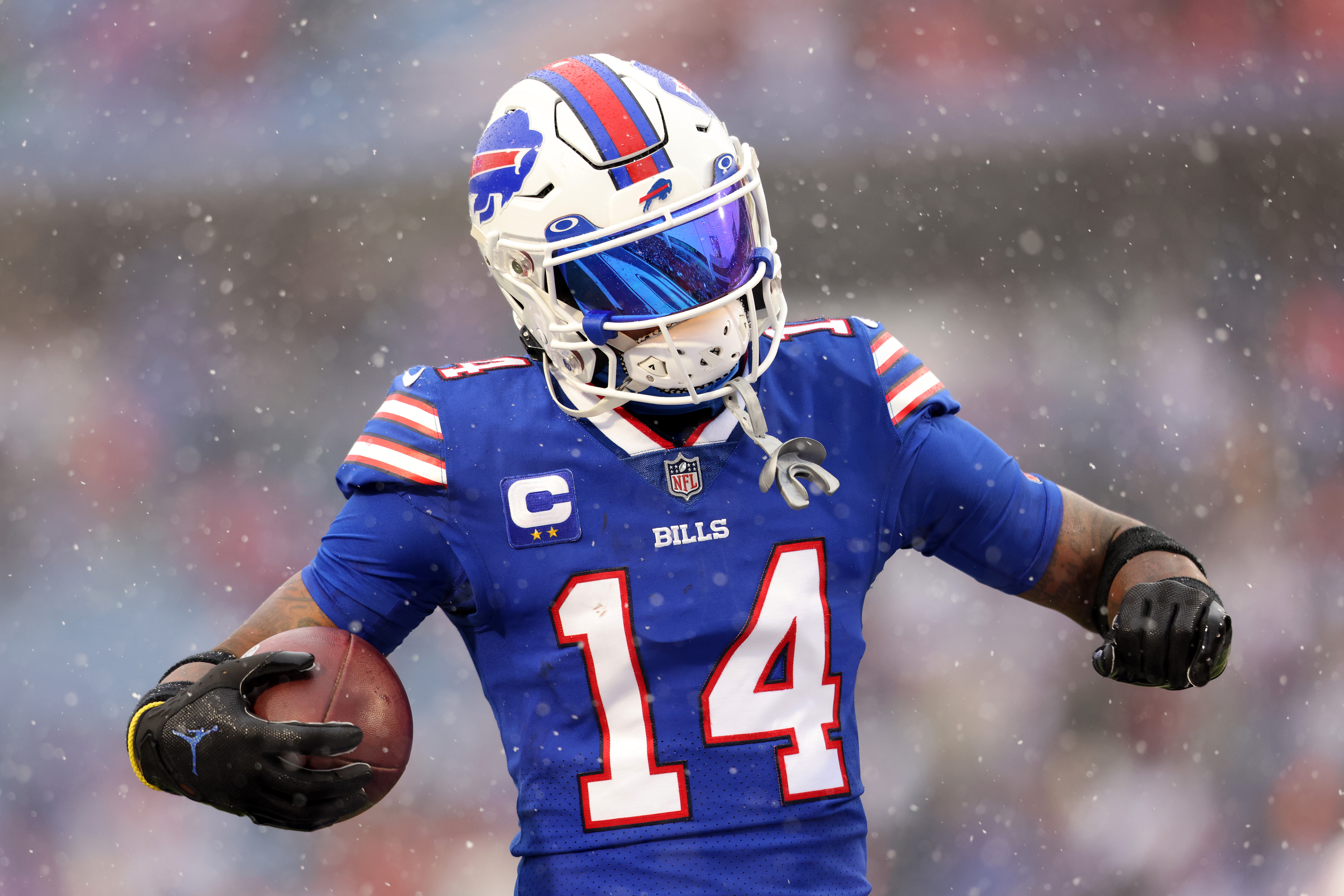 Wide receiver Stafon Diggs of the Buffalo Bills looks on in the American Football Conference Divisional Round Game against the Cincinnati Bengals at Highmark Stadium in Orchard Park, New York, January 22, 2023. /CFP 