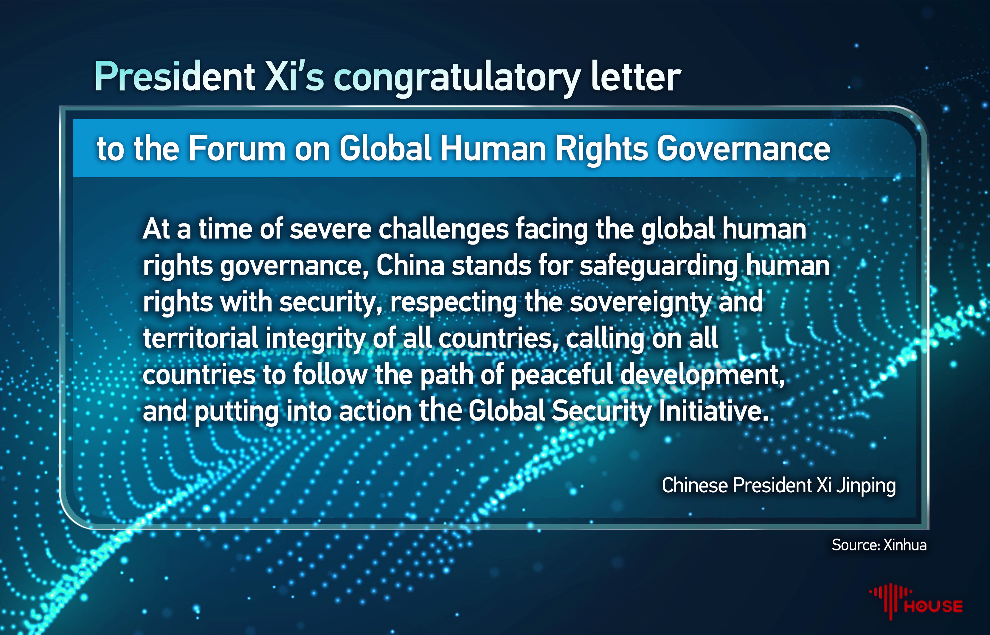 President Xi's congratulatory letter to the Forum on Global Human Rights Governance