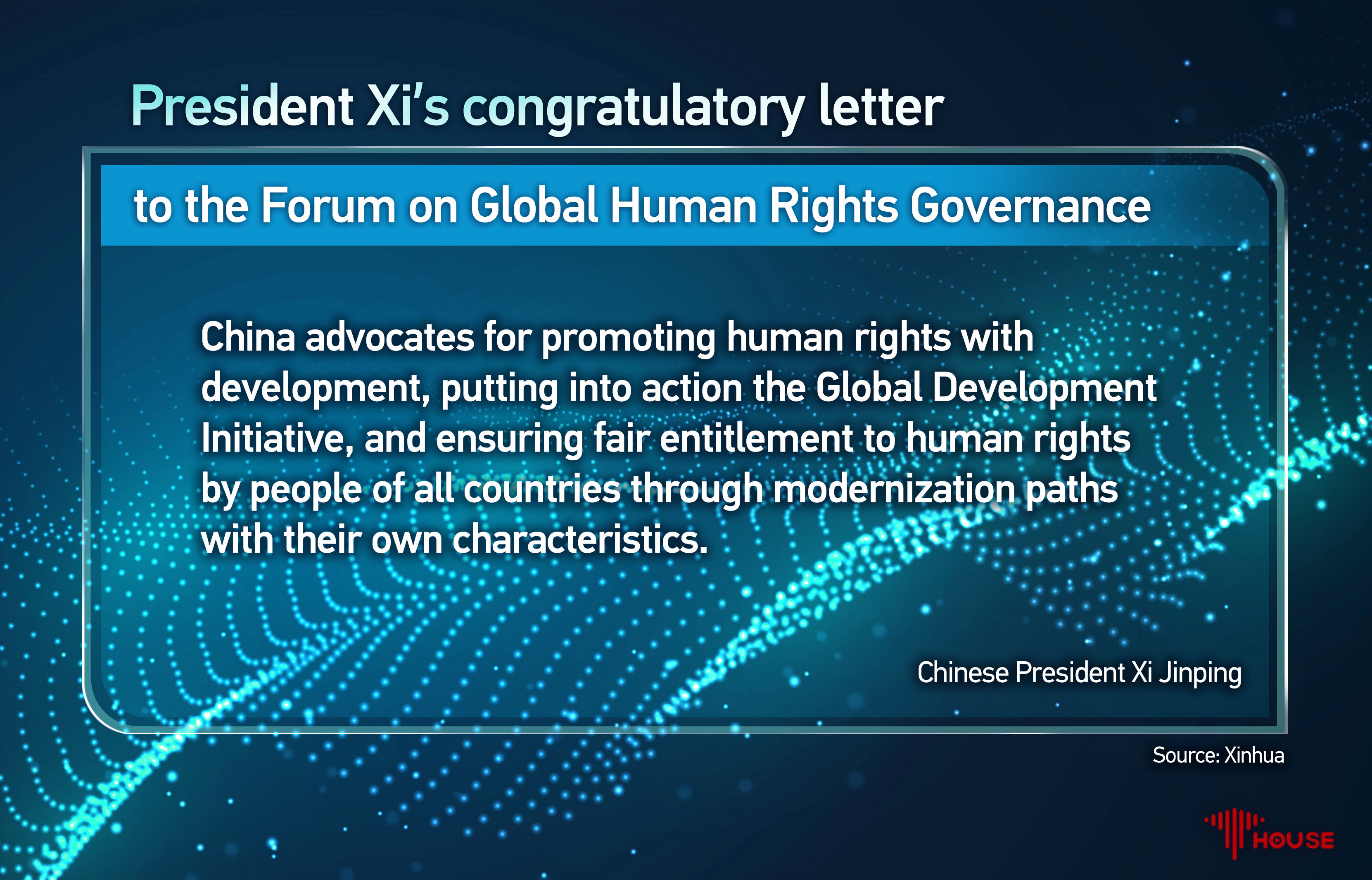 President Xi's congratulatory letter to the Forum on Global Human Rights Governance