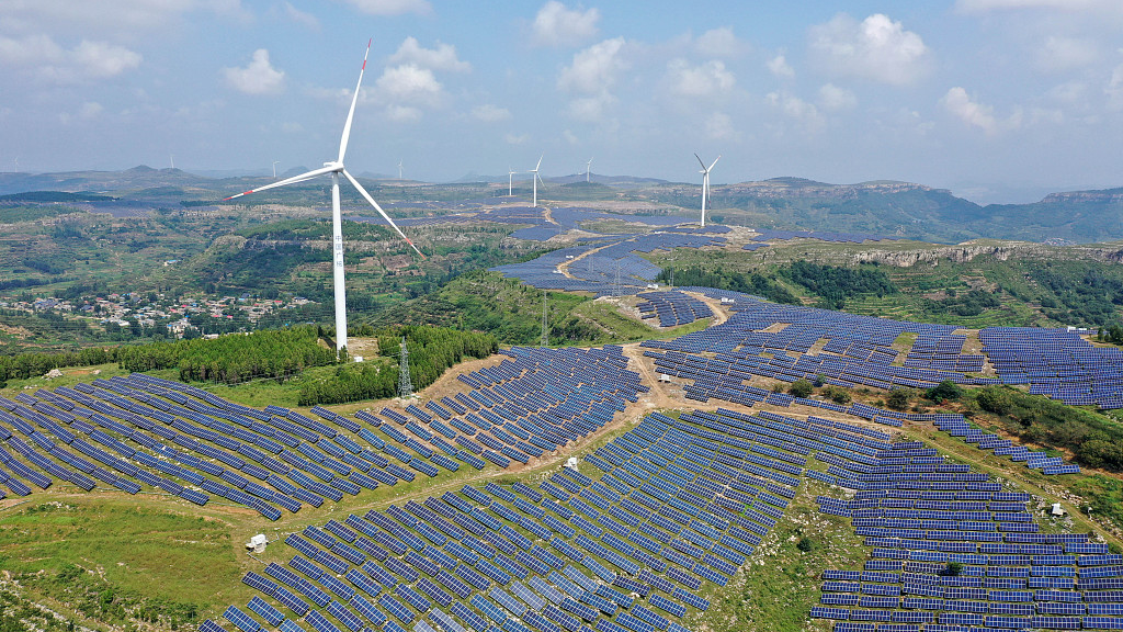 Wind and photovoltaic power plants in Zaozhuang City, east China's Shandong Province, August 16, 2021. /CFP