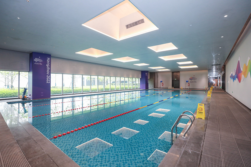 Swimming pool in Hangzhou Asian Games Village in Hangzhou, east China's Zhejiang Province, June 16, 2023. /CFP