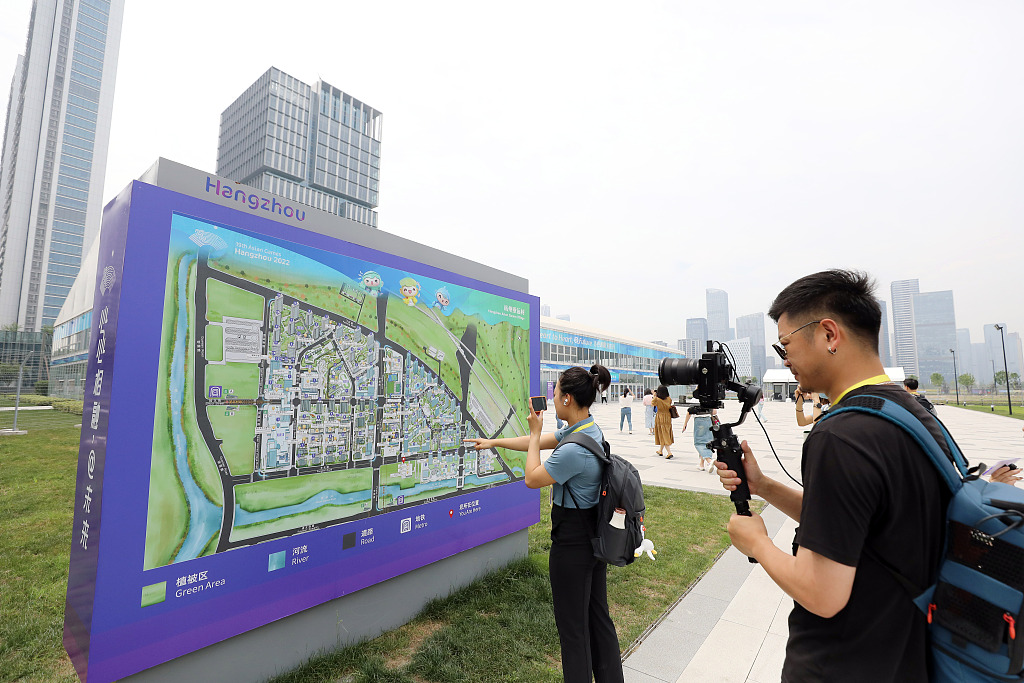 A map of the Hangzhou Asian Games Village in Hangzhou, east China's Zhejiang Province, June 16, 2023. /CFP