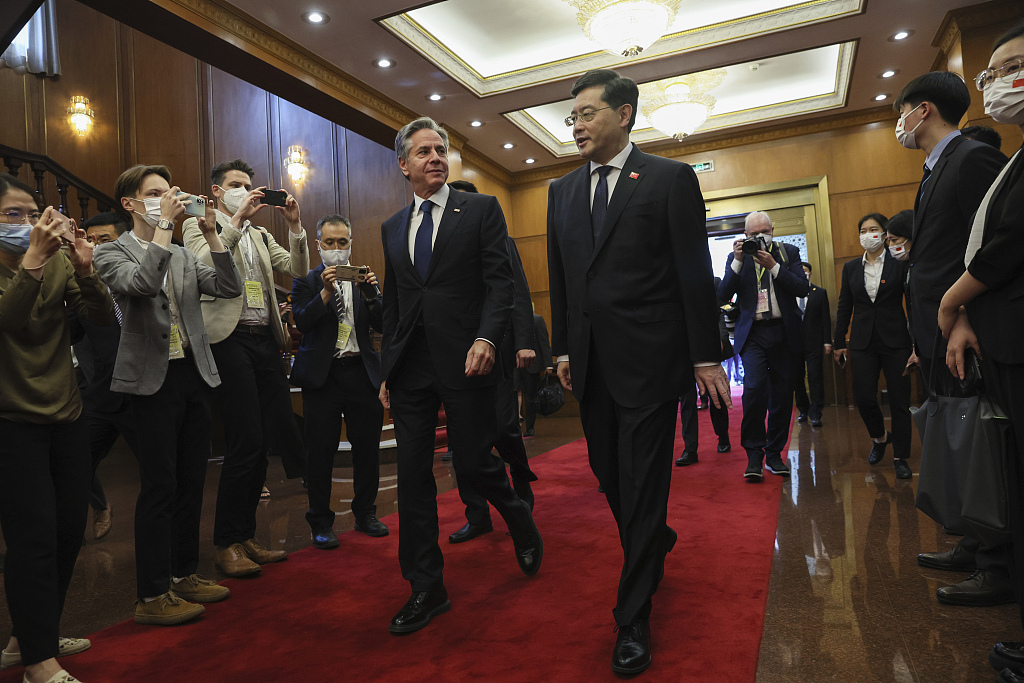 Chinese State Councilor and Foreign Minister Qin Gang meets with visiting U.S. Secretary of State Antony Blinken in Beijing, capital of China, June 18, 2023. /CFP