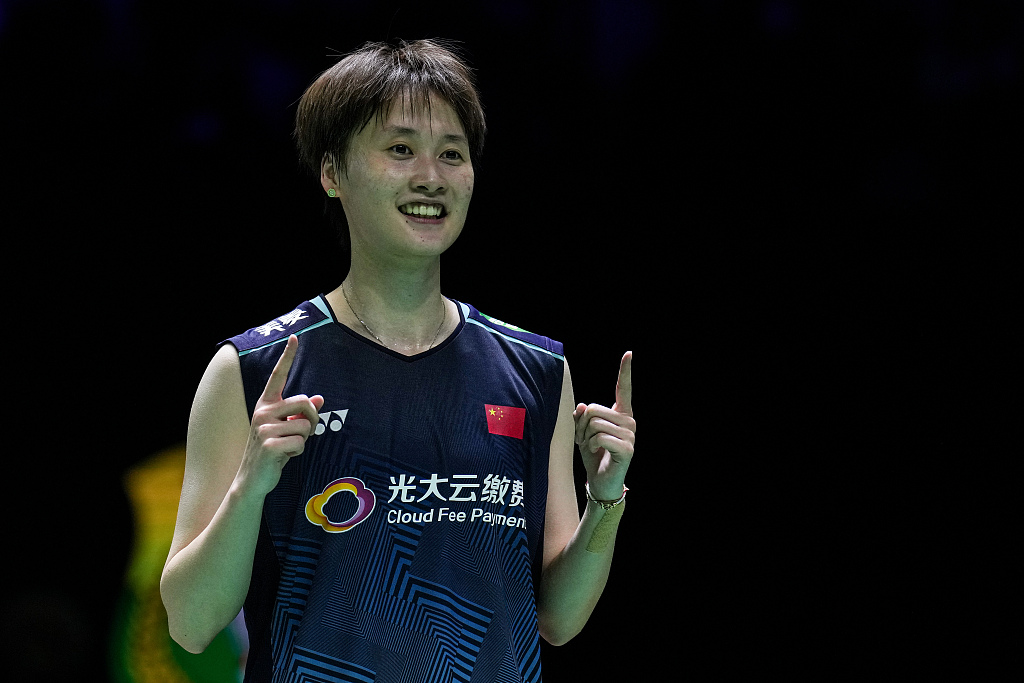 Chen Yufei of China defeats Carolina Marin of Spain 21-18 and 21-19 in the women's singles final at the Indonesia Open in Jakarta, Indonesia, June 18, 2023. /CFP