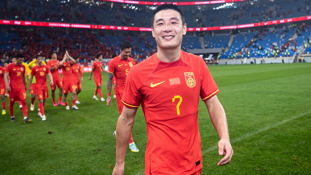 China striker Wu Lei after their win over Palestine in an international friendly in Dalian, China, June 20, 2023. /CFP