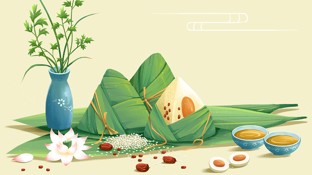Zongzi is a rice dumpling made out of glutinous rice and wrapped in specific plant leaves. /VCG