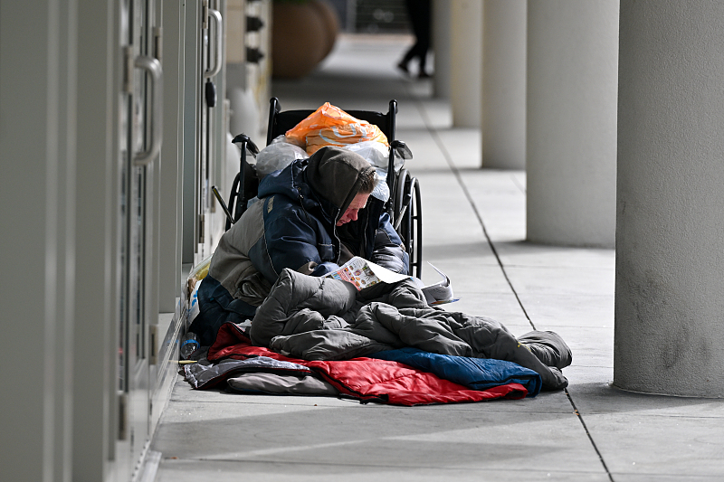 A homeless person is seen in San Francisco, California, United States, June 6, 2023. /CFP