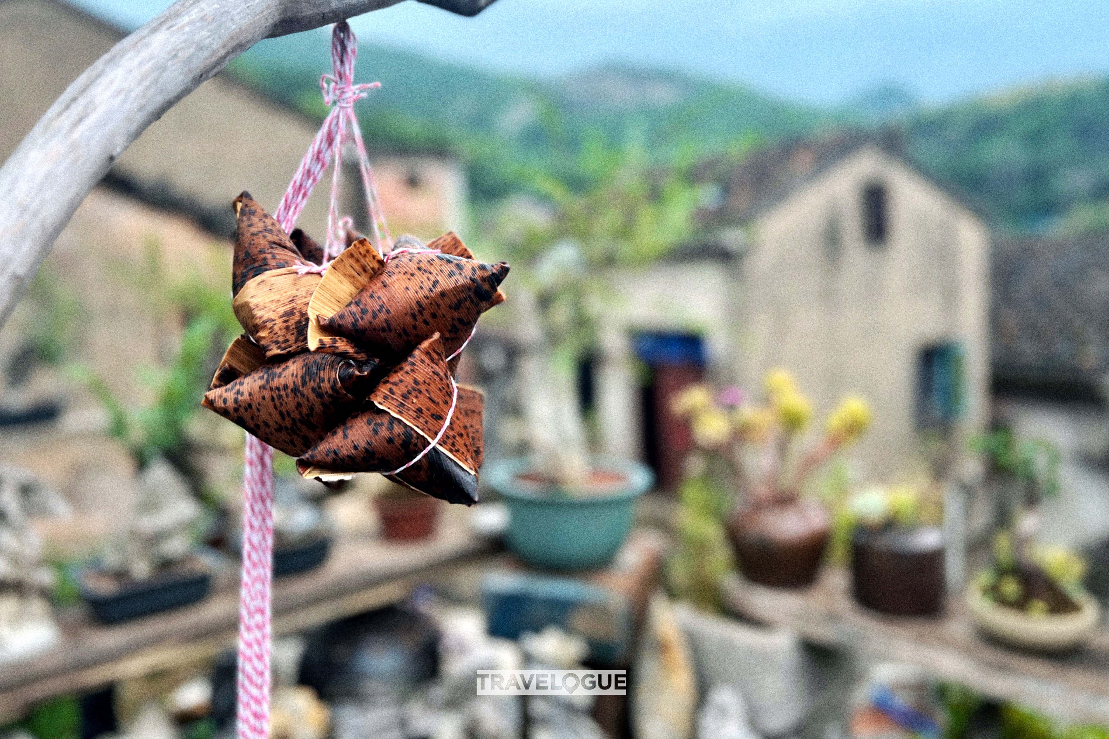 Zongzi in Fuding, Fujian Province are wrapped in bamboo leaves that have a striking natural leopard-spot pattern. /CGTN