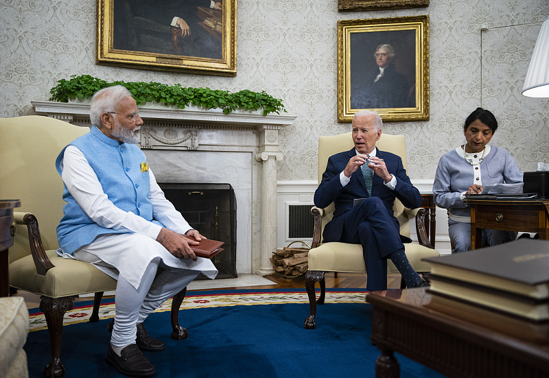 U.S. President Joe Biden and India's Prime Minister Narendra Modi during a meeting in the Oval Office of the White House in the U.S., June 22, 2023. /CFP