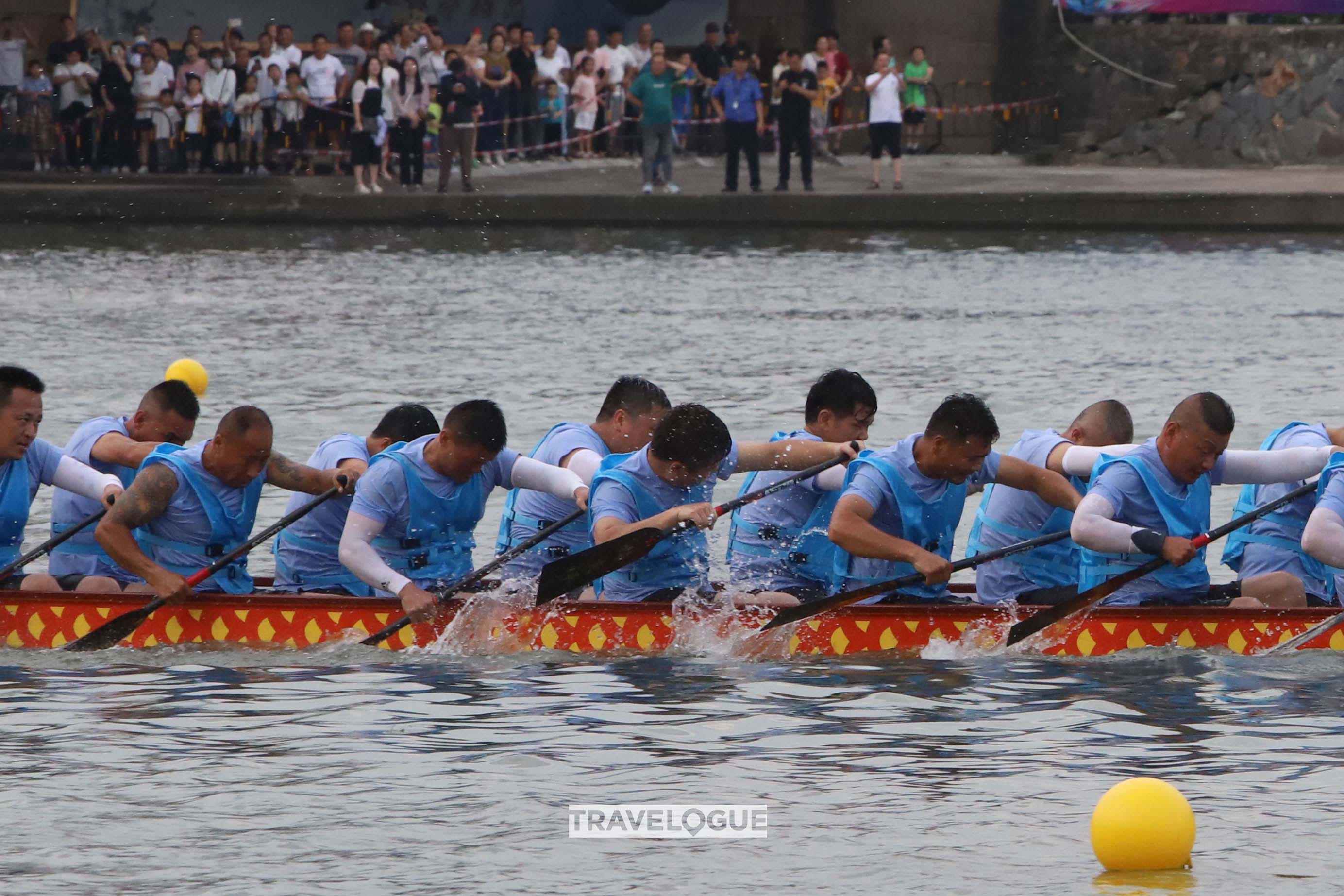 People attend a dragon boat race ahead of Dragon Boat Festival in Fuding, east China's Fujian Province, in this undated photo. /CGTN