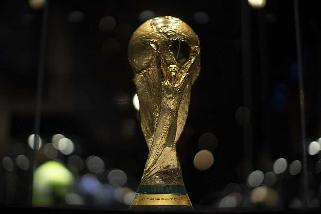 The FIFA World Cup championship trophy on display in Buenos Aires, Argentina, April 5, 2023. /CFP