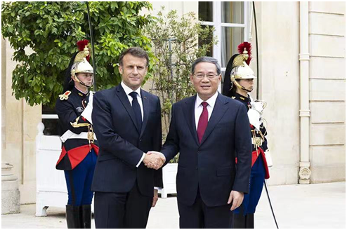 Chinese Premier Li Qiang meets with French President Emmanuel Macron at the Elysee Palace in Paris, France, June 22, 2023. /Xinhua