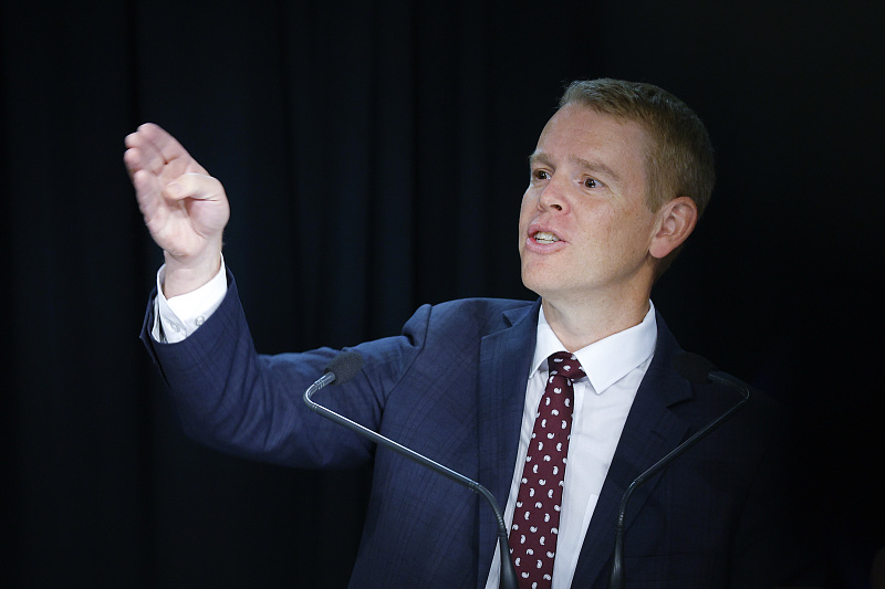 New Zealand Prime Minister Chris Hipkins speaks during a post cabinet press conference at Parliament, Wellington, New Zealand, January 31, 2023. /CFP