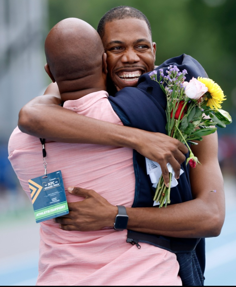 Zharnel Hughes reacts after winning the men's 100m final at the NYC Grand Prix, U.S., June 24, 2023. /CFP
