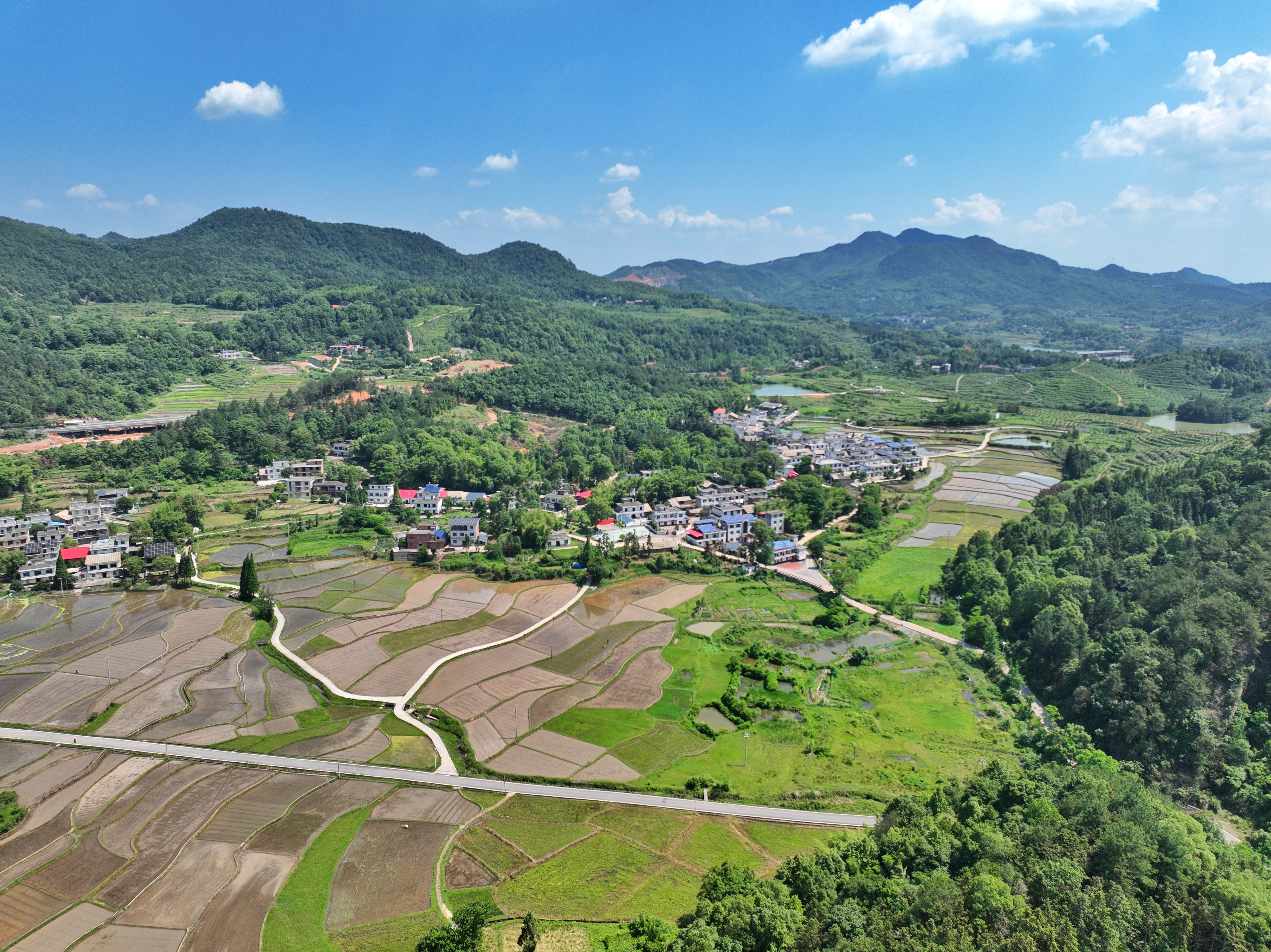 An aerial view of the farmland in Pingxiang, Jiangxi Province, May 28, 2023. /CNSPHOTO.