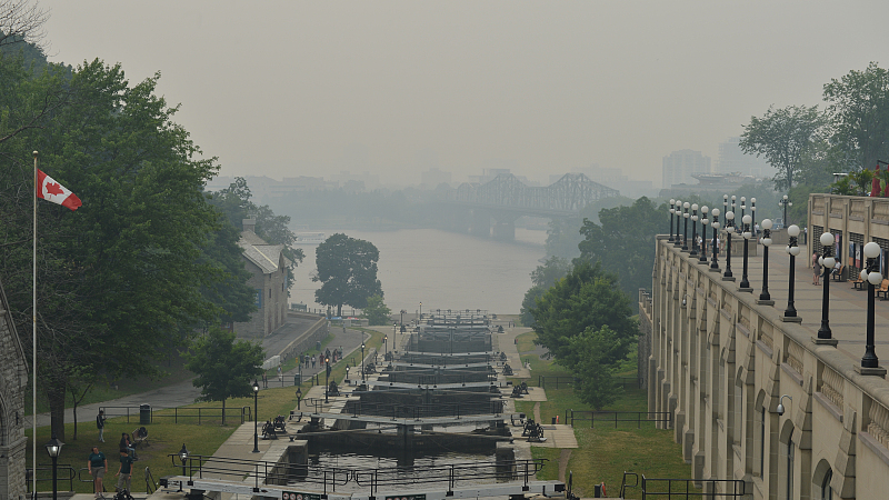 Smoke from forest fires reaching to the center of Ottawa, Canada, June 25, 2023. /CFP