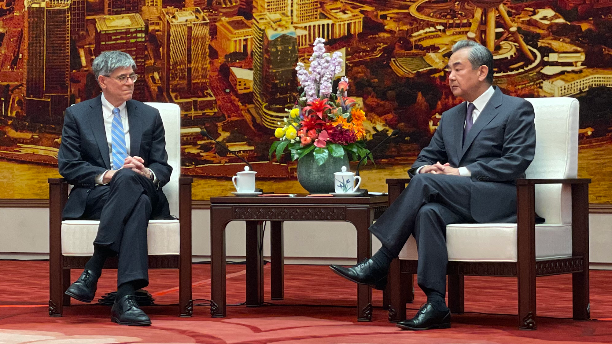 Wang Yi (R), director of the Office of the Foreign Affairs Commission of the Communist Party of China (CPC) Central Committee, meets Jacob Lew, chairman of the National Committee on U.S.-China Relations (NCUSCR), in Beijing, China, June 26, 2023. /Chinese Foreign Ministry