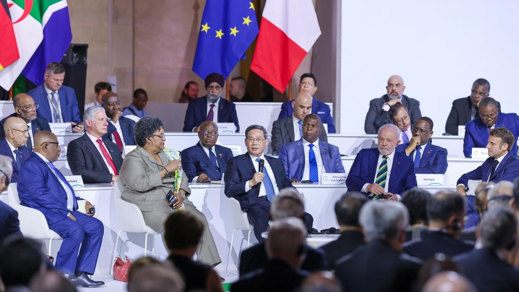 Chinese Premier Li Qiang speaks at the Summit for a New Global Financing Pact in Paris, France, June 23, 2023. /Xinhua