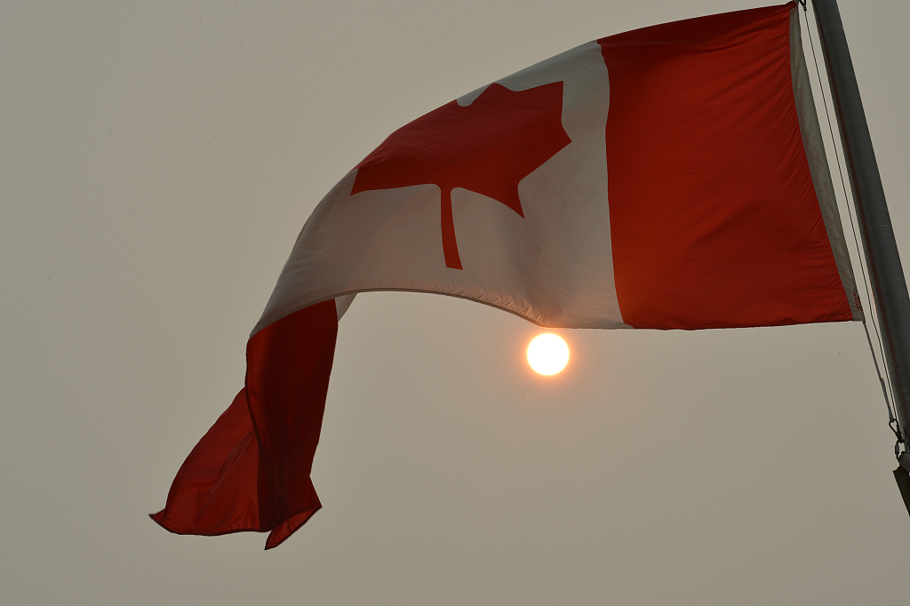 The Canadian flag flies in the wind in Ottawa, Canada, June 25, 2023. /VCG