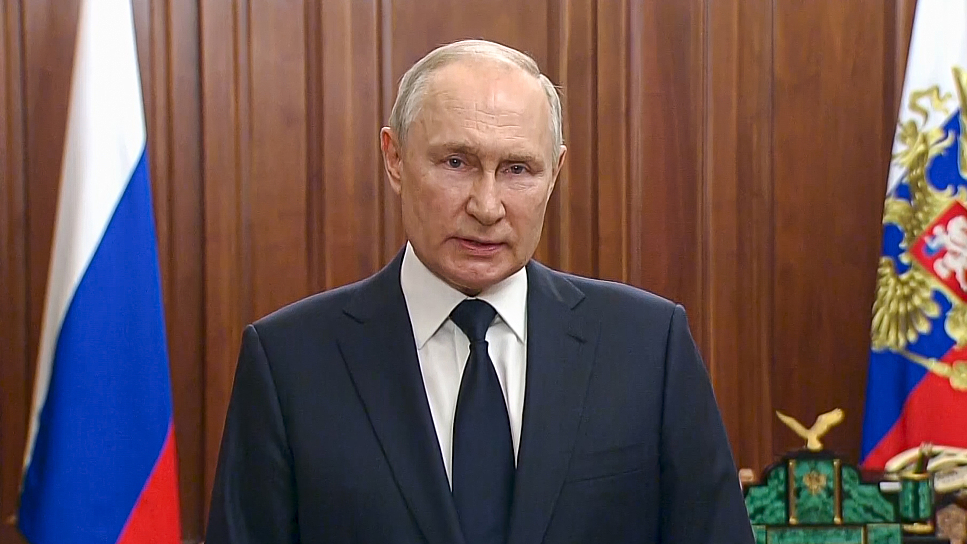 Russian President Vladimir Putin addresses the nation in Moscow, Russia, June 26, 2023. /CFP