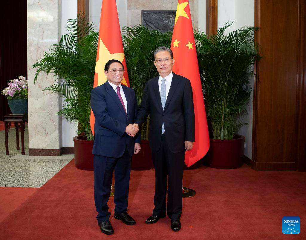 China's top legislator Zhao Leji meets with Prime Minister of Vietnam Pham Minh Chinh in Beijing, China, June 27, 2023. /Xinhua