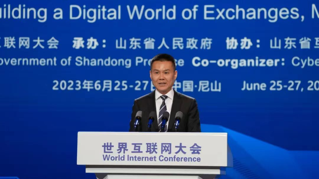 Chen Xudong, chairman and general manager of the IBM Greater China Group, addresses the World Internet Conference Nishan Dialogue on Digital Civilization in Qufu, east China's Shandong Province, June 26, 2023. /WIC