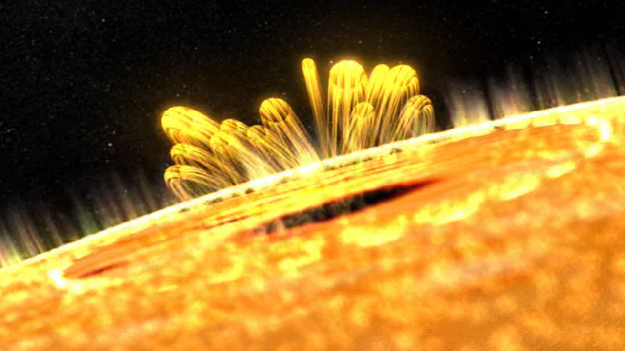 A render of solar tsunami. /NASA