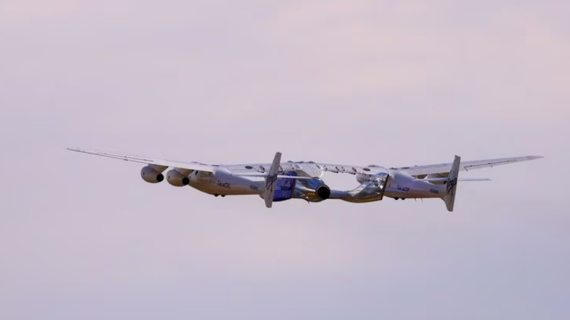 The passenger rocket plane operated by Virgin Galactic lifts off during the company's first commercial flight to the edge of space at Spaceport America facility, New Mexico, U.S., June 29, 2023. /Reuters