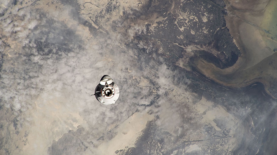 The SpaceX Dragon cargo spacecraft approaches the space station for an automated docking, June 9, 2023. /NASA