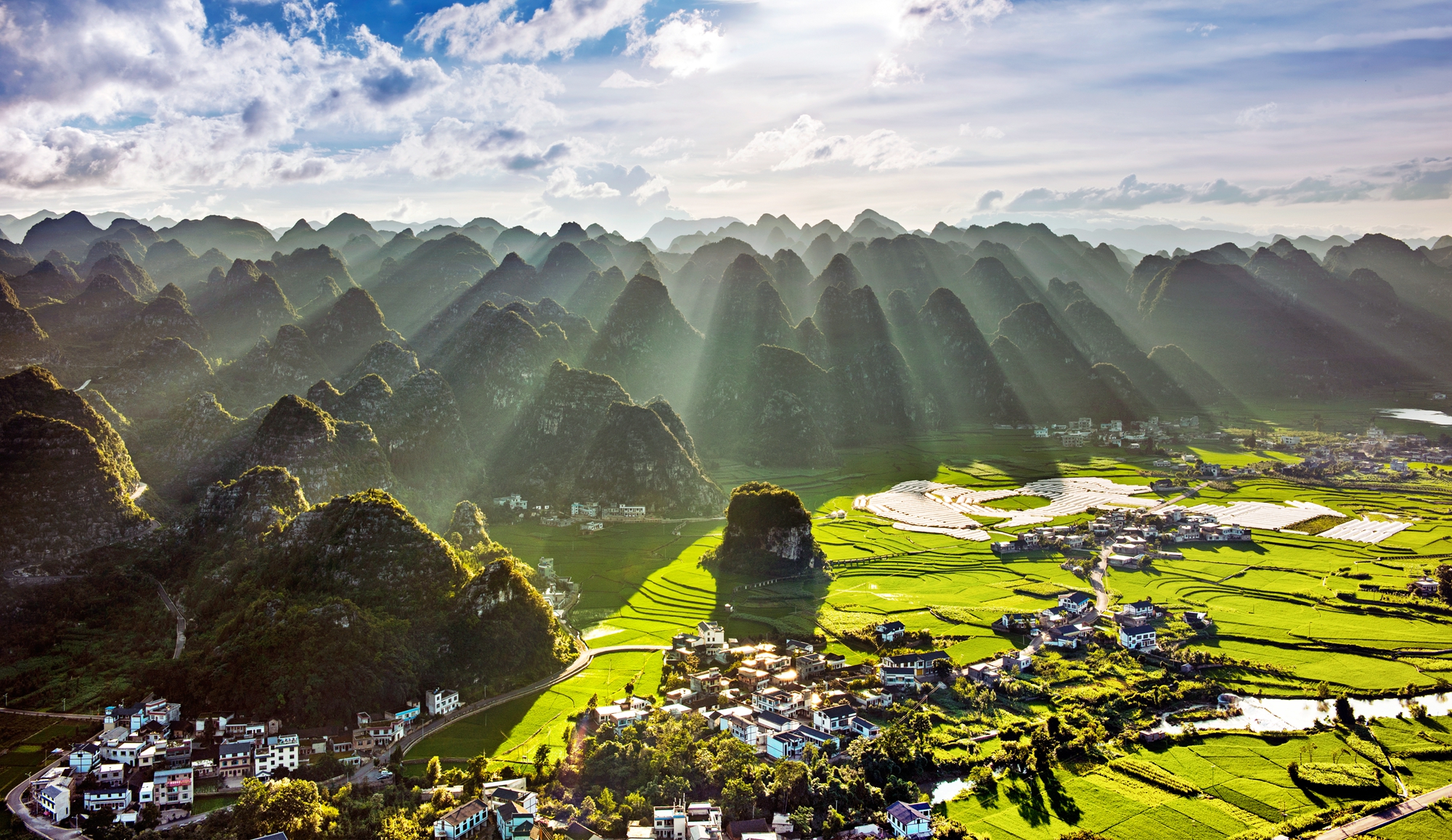An undated photo shows an aerial view of Wanfenglin in southwest China's Guizhou Province. Known as the 