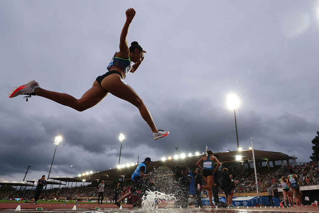 Adva Cohen of Israel competes in the women's 3000m steeplechase during Athletissima, part of the 2023 Diamond League series in Lausanne, Switzerland, June 30, 2023. /CFP