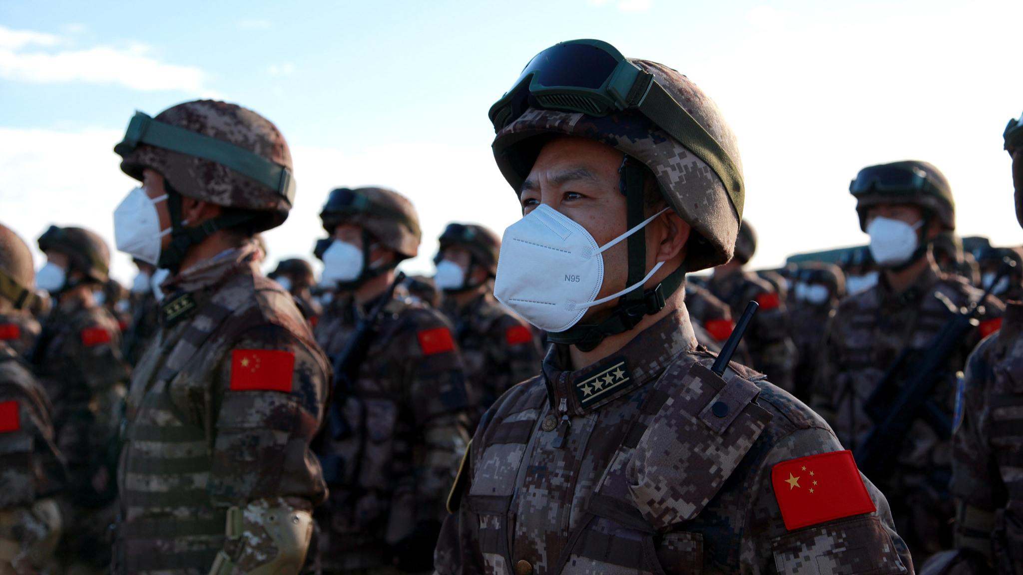 Chinese troops participate in the opening ceremony of the 