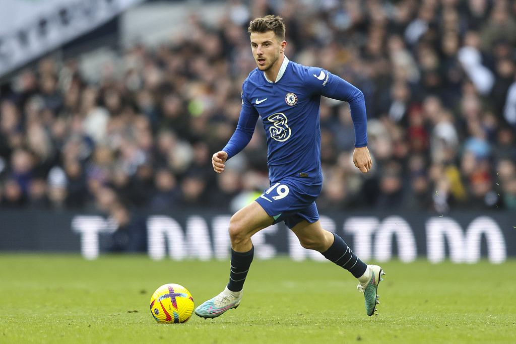 Mason Mount in action during the Premier League match between Tottenham Hotspur and Chelsea at Tottenham Hotspur Stadium in London, England, February 26, 2023. /CFP