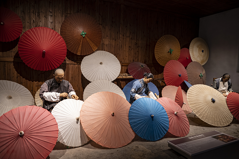 Umbrella artworks are displayed at the China Umbrella Museum, Hangzhou Ciy, Zhejiang Province. /CFP