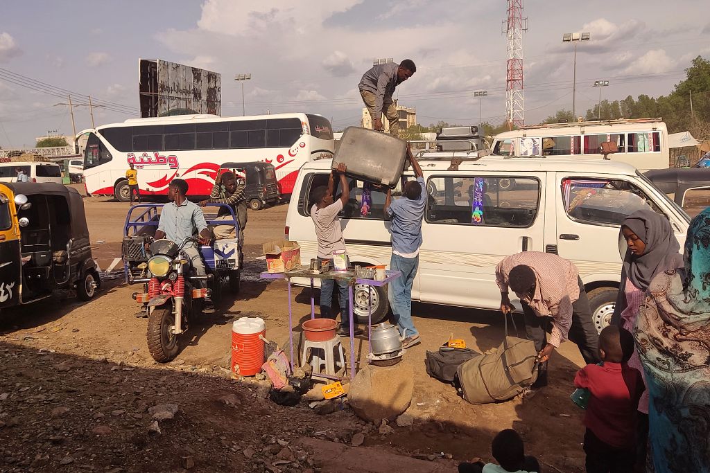 Sudanese fleeing violence arrive in Gadaref, capital of Sudan's eastern state of Gadaref, July 3, 2023. /CFP